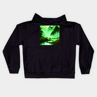 Digital Painting Scene Of a Greenery Outside And Beautiful Landscape, Amazing Nature Kids Hoodie